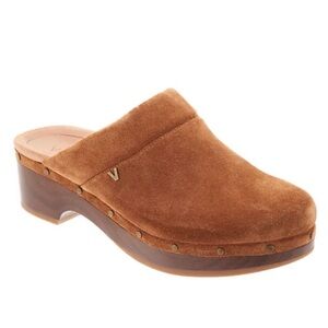 Vionic Kacie Suede Clogs Toffee Brown SZ 7 Mules